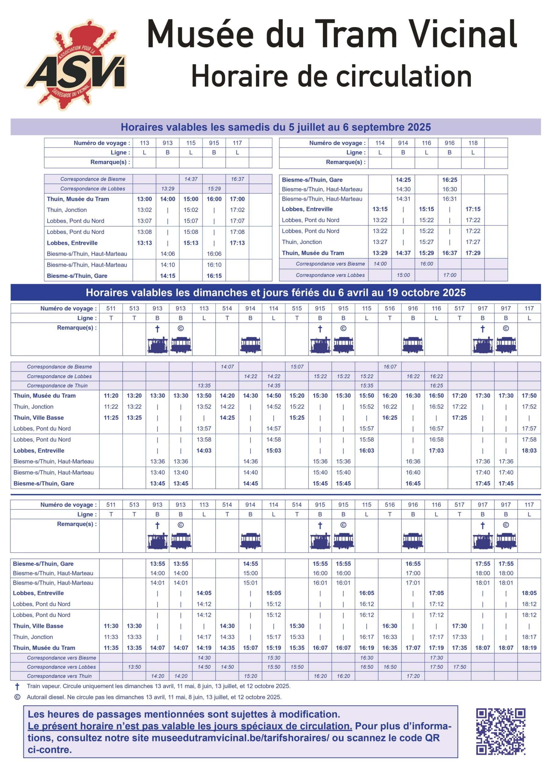 Tarifs et horaires | Musée du Tram Vicinal